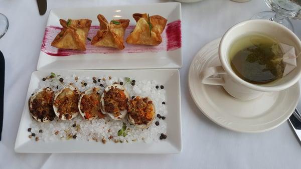 Crab rangoon and clam casino