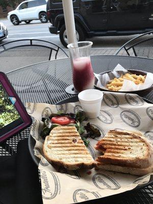 Turkey blt(no t) with Gouda cheese / fries and a swirl