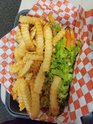 Chicken Philly & fries