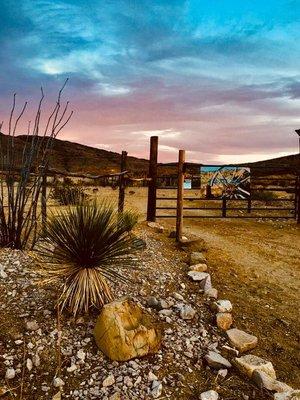 The entrance to The Goat Pens of Cigar Springs Ranch.