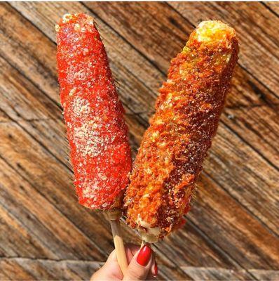 elote en palo 
hot chetos or taquis