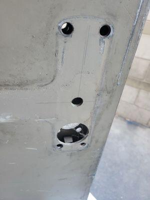 He took the lock and panic hardware giving us no way to secure the door.