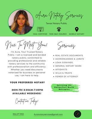 Aura’s Notary Services