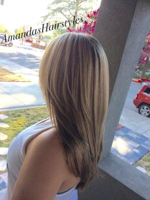 Highlight Lowlight and Long Layered Haircut