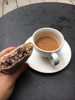 Cold burrito (kitchen was "closed") and half a cup of coffee because they "ran out of coffee".