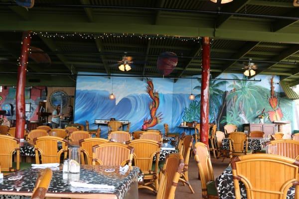 Inside the restaurant main seating area