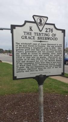 The Testing of Grace Sherwood Historical Marker