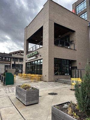 Outside the restaurant