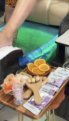 Pedicure set up