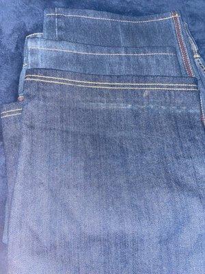 The hems look great! One hemmed and one kept original hem but shortened!