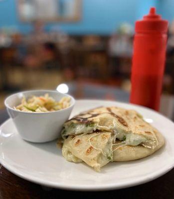 Pupusas: Cheese y Loroco + Pork, Beans y Cheese | $4.75 each