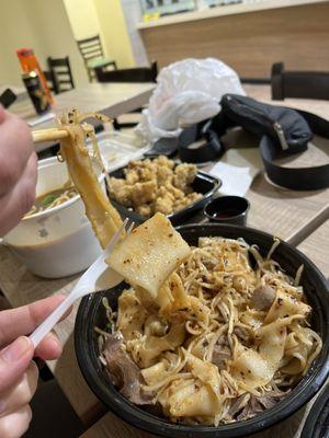 Hand ripped noodles. Better angle of them