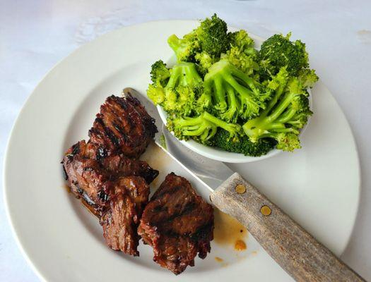 Steak tips with rice pilaf - substituted for broccoli