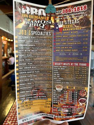 Updated menu as of 6/2/2024