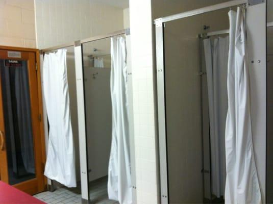 Ladies shower and door to sauna