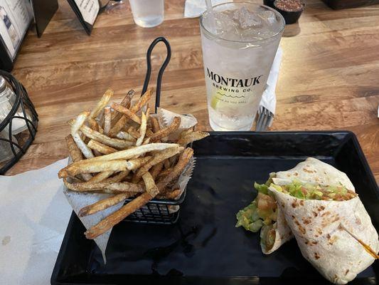 Chicken wrap with fries