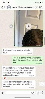 This how my hair was before i went to her for instant locs