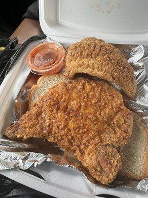 One pork chop & one catfish. Perfection