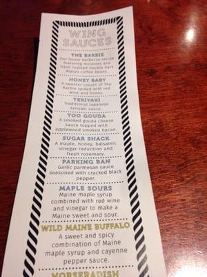 Wing sauce flavores part 1. We had to too gooda, sticky Thai, and harbor gold. All were delicious!