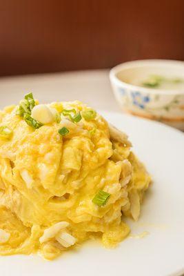 Our fluffy Crab Omelette now comes with fried rice AND rice soup on the side "Lunch Special"