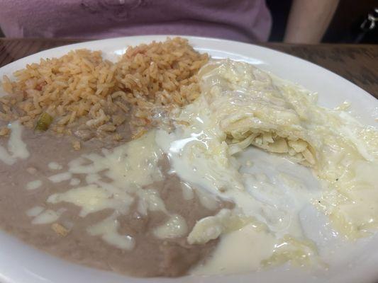 You can see the unmelted cheese in the enchilada.