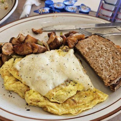 Swiss and mushroom omelet