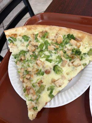 Chicken broccoli pizza
