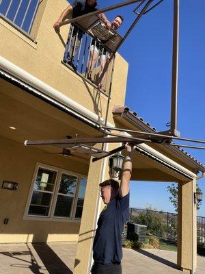 Swing set to the upstairs patio