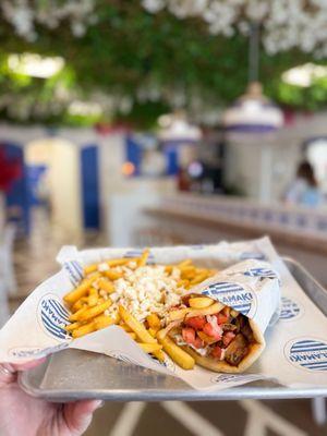 Feta fries + Gyro with chicken