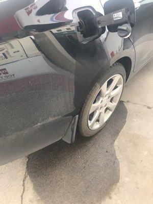 Gas spill on vehicle and ground after faulty pump would not shut off