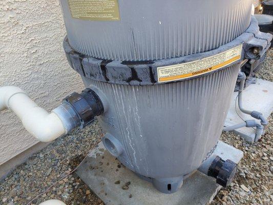 Cracked filter lid. Took warranty company a hot minute to order, patience and communication are key, but Vivian kept us updated via email