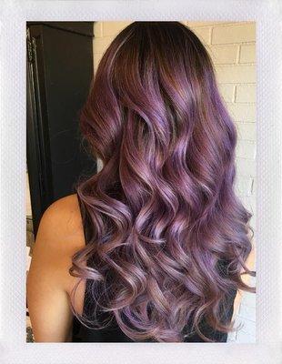 Smoky violet after doing a full balayage.
