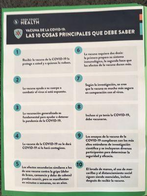 Info sheet in español.