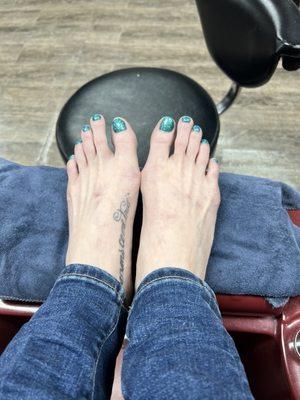 Mermaid toes! Callus remover and a gentle fix to my left big toe nail I broke off. Now looks great!