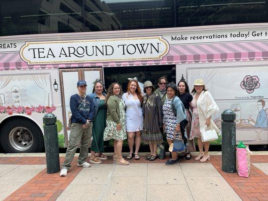 Our bridal shower group in front of the bus!