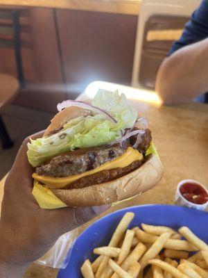 Chilli cheese burger upside down