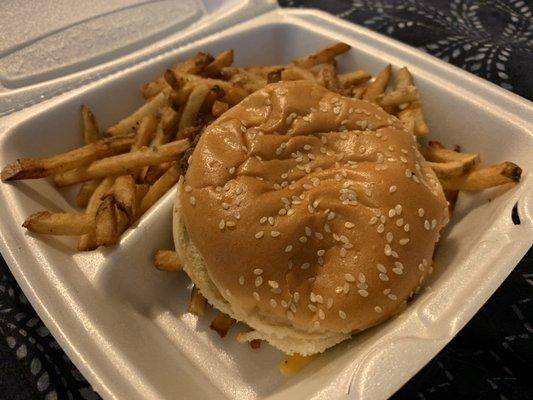 Cheeseburger and fries