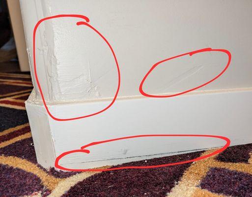 This is how the room was left when I was pressured for full and immediate payment for complete room restoration, before paint was even dry.