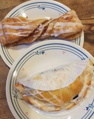one blueberry turnover, one apple twist from Scialo's