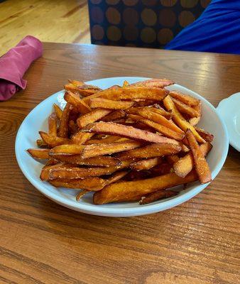 Sweet potato fries...healthy for me.