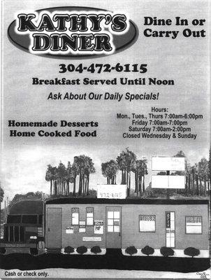 Kathy's Diner menu as of June 19, 2019