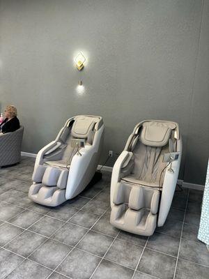 Complimentary massage chair usage for clients