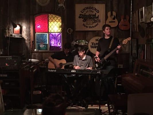 Neat area for musicians to perform. Rising Sons from Waco Texas