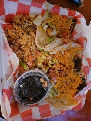 Vegan taco combo with black beans