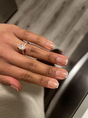 Thin French tip with a touch of chrome! So perfect. Thanks Paulina!