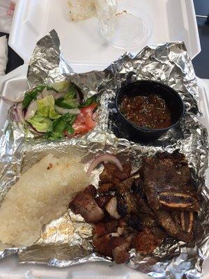 Sticky rice dish with pork belly and short ribs