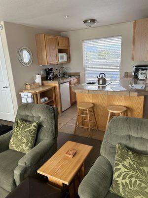 Living room and kitchenette.