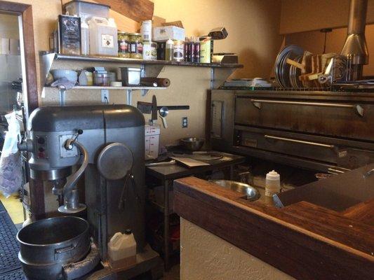 Mixer and pizza oven as you walk in.