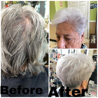 Before and after silver grey