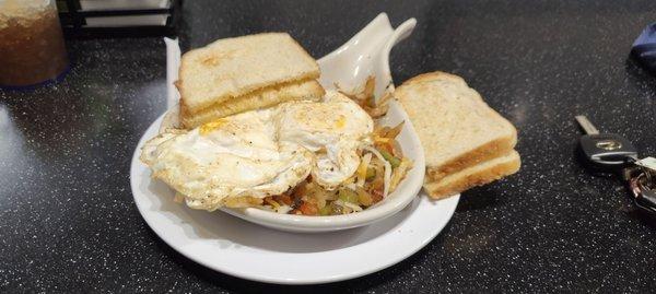 Sunrise skillet with toast